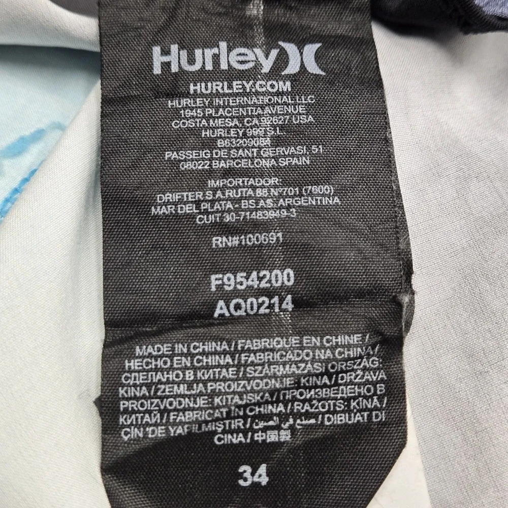 Hurley Men Shorts 34 Blue Swimwear Floral Birds Of Paradise Board
